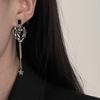 Dulce Collar de Borla de Estrella de Amor Negra con Incrustaciones de Diamantes de Moda Cool Pendientes Cadena para Clavícula para Mujer Nueva Entrada Accesorios Nicho de Lujo Ligero
