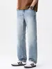 Roupas Masculinas Fengshe / Lançamento Primavera e Outono 2026 Jeans Elástico Versátil Slim Fit Perna Reta Levemente Solto Calça Masculina