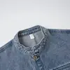 Jaqueta Jeans Lavada Estilo Retrô Americano Magic Bear para Homens, Novo Estilo Outono, Casaco Workwear com Gola Lapela, Tendência da Moda Masculina