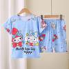 Pijamas de verano para niñas transfronterizos, finos, de manga corta, para niños medianos y grandes, para niños, niñas pequeñas, bebés, dibujos animados, bonitos, de verano.