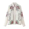Ropa de Mujer Transfronteriza Estilo Europeo y Americano Camisa Bordada de Manga Larga + Pantalones Bordados Traje de Estilo Perezoso de Principios de Otoño para Mujer Venta al por Mayor