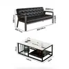 Conjunto simples de sofá e mesa de centro para escritório comercial, espesso e durável, adequado para recepção e sala de espera, sofá de couro de três lugares com estrutura de aço