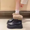 Botas de nieve Melard retro forradas de piel y polar para mujer, nuevo estilo invierno 2026, botas cálidas de plataforma con suela gruesa y adornos de flecos, diseño ajustado
