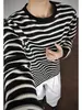 Camiseta básica de moda para hombre adolescente, estilo coreano oversized, manga larga a rayas suelta y casual, prenda interior de primavera