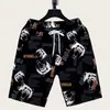 Pantalones Cortos Finos para Hombre, Pantalones de Cinco Puntos Estampados de Moda Urbana, Holgados Casuales de Pierna Recta Talla Grande Bañador, Secado Rápido, Transpirables, Sensación de Hielo
