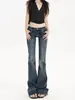 Jeans de tiro bajo estilo Yi Mengling para mujer 2026 nuevo diseño americano azul oscuro estilo chica hot pantalones micro acampanados