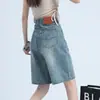 Shorts Jeans Feminino Verão 2024 Novo Calça de Comprimento Médio Cintura Alta Slim-fit Cinco Pontos Reta Calça Casual