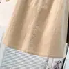 Saia Midi de Veludo Cotelê Retrô Cáqui Feminina Outono Inverno Texturizada Solta Temperamento Saia Evasê Cintura Elástica