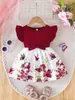 Vestido Casual para Bebês Meninas Lindo Padrão Floral Saia da Moda para Meninas, Presente de Roupa para Meninas