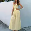 2026 Nuevo Vestido de Verano Ropa de Mujer de Comercio Exterior Europeo y Americano Elegante de Cintura Alta con Tirantes de Lunares Vestido Largo