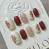 Unhas postiças artesanais Long Island ice Camélia manicure atacado outono e inverno branco artesanal unha de fototerapia Dedo falso âmbar