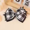 Pasador de Pelo Navideño de Cuadros con Lazo, Puntos y Diamantes para Niñas, Estilo Británico, Pasador de Mariposa para Niñas