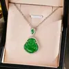 Collar de acero de titanio con cadena para clavícula femenina, imitación de calcedonia de hielo alta natural, Buda, accesorios de regalo de cumpleaños avanzados, venta al por mayor en vivo