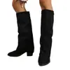 Botas de Tacón Alto Nuevas para Mujer 2026, Botas Elásticas Fruncidas Hasta la Rodilla, Botas Largas Negras de Moda Adelgazantes, Botas de Caballero de Otoño