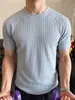 Camiseta de Verano para Hombre de Estilo Americano Blanco con Bordado de Waffle, Manga Corta, Fresca, Protección Solar, Secado Rápido, para Deportes al Aire Libre