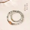 Pulsera de Doble Círculo con Diseño Chino de Cristal Fantasma Verde Estilo Bosque para Mujer Combinada con Cristal Torre Amarillo Pulsera de Cristal Original Joyería de Estilo Artístico