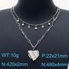 Collar con colgante irregular en forma de corazón brillante de acero de titanio con cadena de acero inoxidable de doble capa y accesorios de estrella al por mayor