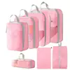 Set de 10 Bolsas de Almacenamiento de Viaje de Compresión Cuidadosamente Seleccionadas, Bolsa de Almacenamiento de Malla con Cordón para Empacar por Separado, Bolsa Organizadora para Equipaje, Maquillaje y Artículos de Tocador