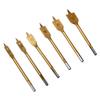 Conjunto de 6 peças de brocas chatas de três pontas para marcenaria, abridor de furos, cabo hexagonal 10-25 broca chata broca branca revestida de titânio abridor de furos para madeira