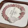 Pulseira Autêntica de Cristal de Morango Puro Natural, Pulseira de Contas de Concha Flor Rosa de Cristal Rosa de Madagascar, Novo Modelo Atacado