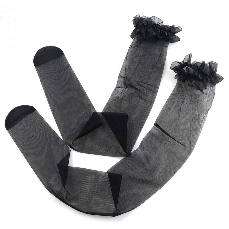 褶皱花边高筒丝袜-801