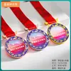 Medalla de Metal Colgante Personalizada Maratón Bádminton Niños Baloncesto Fútbol Juegos Medalla de Cristal Dorada
