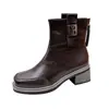 Botas Martin de tacón bajo simples estilo coreano para mujer 2026 Otoño/Invierno Nuevas Versátiles de Moda Suela Suave Adelgazantes Punta Redonda Caña Cilindro Botines Cortos