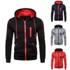 Sudadera con capucha de cremallera completa y bloques de color para hombre, superventas transfronteriza, con cordón en la capucha y bolsillos con cremallera, ropa de hombre en stock