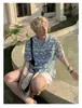 Camisa Casual Versátil de Moda de Verano 2026 Estilo Vacacional de Nicho con Patrón de Olas, Bloques de Color, Huecos, para Hombre y Mujer, Top Delgado