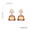 Pendientes Geométricos de Diamante Color Café Aguja de Plata Pendientes de Moda Retro Franceses Pendientes de Temperamento de Lujo Ligero para Mujer Venta al por Mayor