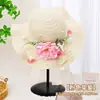 Día del Maestro Sombrero de Paja Floral Hecho a Mano Materiales DIY Sombrero Estilo Francés con Flores Secas Sombrilla Sombrero de Sol para Adultos Actividad de Calentamiento