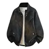 Chaqueta de Motocicleta Americana Transfronteriza Desestructurada de Cuero PU con Cuello Alto para Hombres y Mujeres, Chaqueta Abrigo Versátil Holgada de Marca de Moda de Primavera Retro
