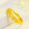 Anel Aberto de Galhos e Folhas Banhado a Ouro Temperamento Simples Carro Flor Coração Galhos e Folhas de Ouro Folha de Jade Amor Anel de Noivado em Forma de Coração