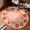 Tapete de Chão Floral de Terra de Diatomáceas Estilo Francês para Entrada de Banheiro, Resistente à Sujeira, Antiderrapante, Secagem Rápida, Absorvente Tapete Doméstico para Banheiro