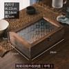 Caja de Joyería de Madera, Caja de Almacenamiento Misceláneo Vintage, Caja con Tapa Abatible a Prueba de Polvo de Madera de Paulownia para el Hogar con Caja de Almacenamiento de Mesa de Vidrio con Flor de Begonia