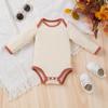Primavera y Verano Tipo a Ropa para Recién Nacido Mono de Algodón Puro Ropa de Bebé Mameluco Rojo Oscuro de Manga Larga para Bebé