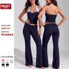 Conjunto de camiseta sin mangas deportiva transpirable apta para la piel, pantalones versátiles de microcampana, top de fitness, conjunto de dos piezas, traje de entrenamiento ajustado adelgazante