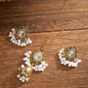 Venta Caliente Transfronteriza Collar con Colgante en Forma de Gota con Cascabeles de Pedrería Estilo Étnico Bohemio Pendientes con Colgante de Pedrería