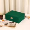 Caja de Almacenamiento de Joyería de Doble Capa con Cerradura Caja de Joyería de Madera y Cuero para Pendientes y Clavos Caja de Joyería Grande Estilo Retro Gran Capacidad
