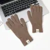Guantes de punto de lana para mujer de otoño e invierno con contenido de lana, a prueba de frío, cálidos para estudiantes, con muñeca y dedos engrosados