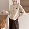 Cárdigan de punto con diseño de conejo floral estilo coreano para mujer, moderno nuevo top suéter de color liso versátil de corte holgado estilo coreano