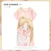 Pijama Feminino Verão Manga Curta Fino Desenho Animado Pequeno Fresco Fofo Estilo Ins Solto Camisola Doce Estudante Roupas de Casa
