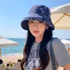 Sombrero de Pescador de Moda y Estilo para Mujer Verano 2026, Sombrero para el Sol con Protección UV, Adelgazante del Rostro, Ala Curvada, Sombrero de Cubo de Ala Ancha