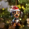 Transfronterizo Nuevo Acrílico Plano Dibujos Animados Perro Colgante Árbol de Navidad Decoración de Árbol de Navidad Colgante Llavero Lindo