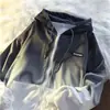 Cárdigan suéter abrigo degradado para estudiantes varones moderno otoño e invierno Nueva chaqueta con capucha holgada estilo coreano forrada de polar top para pareja