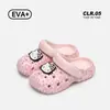 Zapatos perforados genuinos de Kitty de Sanrio para mujer, sandalias transpirables antideslizantes de EVA, pantuflas KT de verano con suela gruesa para aumentar la altura