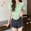 Playera de Manga Corta con Cordón y Cuello Redondo para Mujer, Jersey de Verano para Mujer, Diseño Nuevo Dulce y Lindo, Adelgazante, Manga Corta