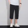 Shorts Listrados com Estrelas Respiráveis de Secagem Rápida Calças Capri Casuais de Seda Gelada Calças Retas Largas com Caimento Masculinas Calças Médias Masculinas