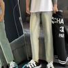 Marca de moda Pantalones Rectos Sueltos Nuevos para Primavera y Otoño Teñido Amarillo Lodo Retro Americano High Street Pantalones para Hombre Forrados de Polar Pantalones de Mezclilla