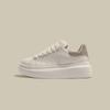 Zapatos Blancos de Suela Gruesa con Bloques de Color para Mujer 2024 Nuevos Tenis Casuales con Plataforma de Punta Redonda Retro Cómodos y Versátiles